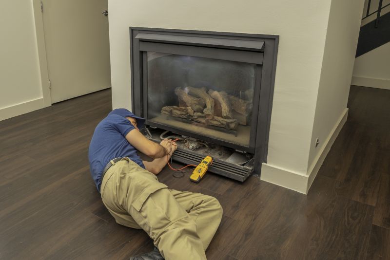 Fireplace inspection by a technician